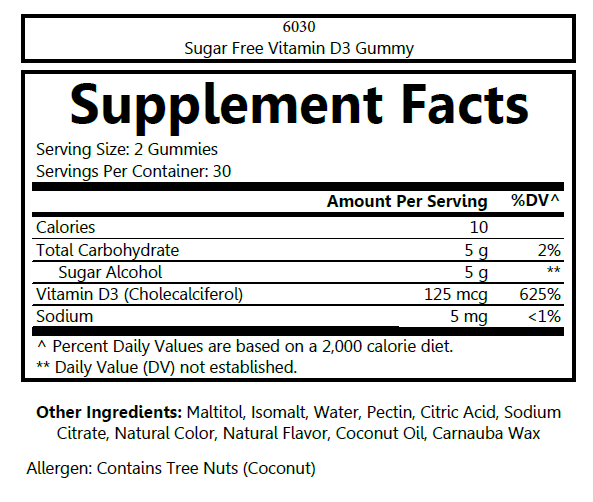 6030 - Sugar Free Vitamin D3 2500 IU